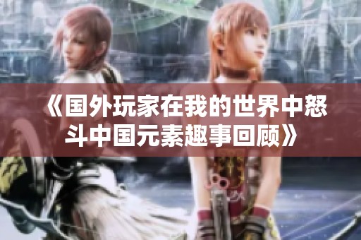 《国外玩家在我的世界中怒斗中国元素趣事回顾》