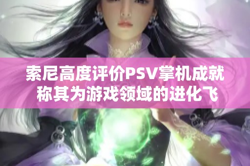 索尼高度评价PSV掌机成就 称其为游戏领域的进化飞跃