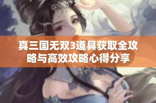 真三国无双3道具获取全攻略与高效攻略心得分享