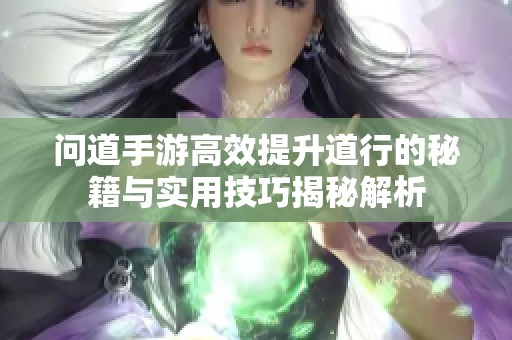 问道手游高效提升道行的秘籍与实用技巧揭秘解析