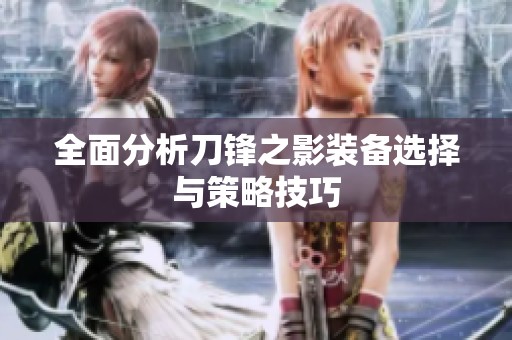 全面分析刀锋之影装备选择与策略技巧