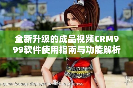 全新升级的成品视频CRM999软件使用指南与功能解析