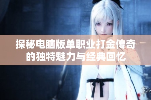 探秘电脑版单职业打金传奇的独特魅力与经典回忆